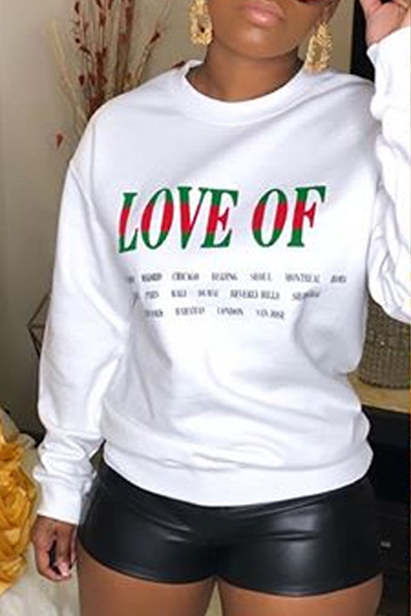 

Lovely Casual Letter White Sweatshirt Hoodie
