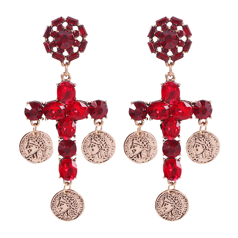 Lovely Christmas Day Crystal Red Earring