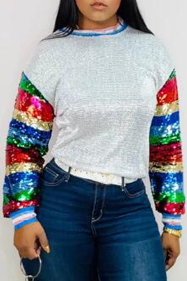 Lovely Casual Patchwork Grey Sweatshirt