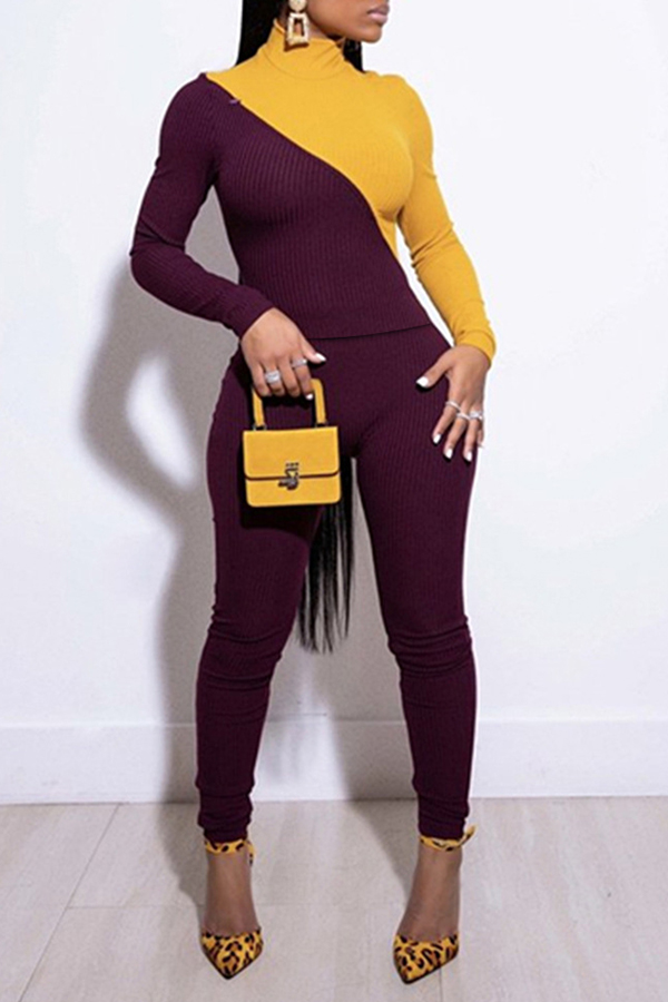 

Lovely Chic Patchwork Yellow Two-piece Pants Set