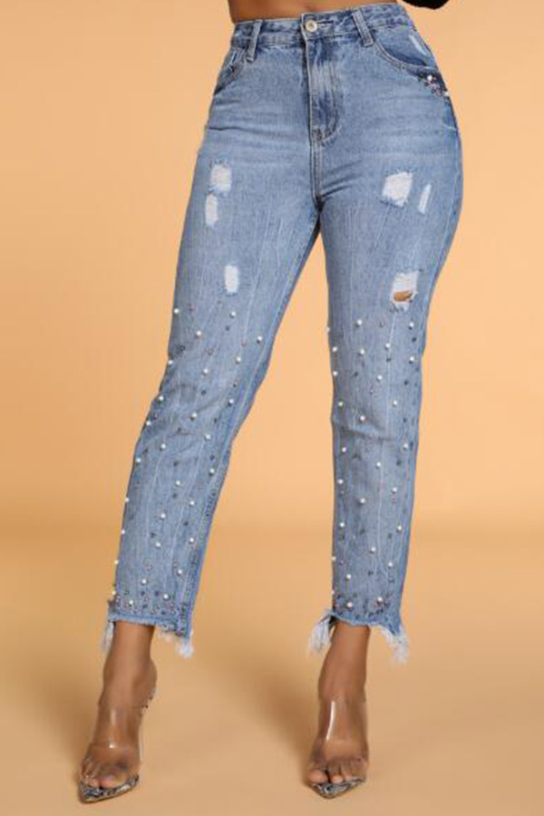 

Lovely Casual Nail Bead Design Baby Blue Jeans