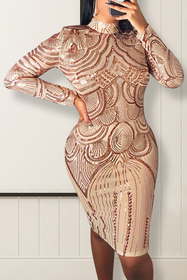

Lovely Party Geometric Apriot Dress, Apricot