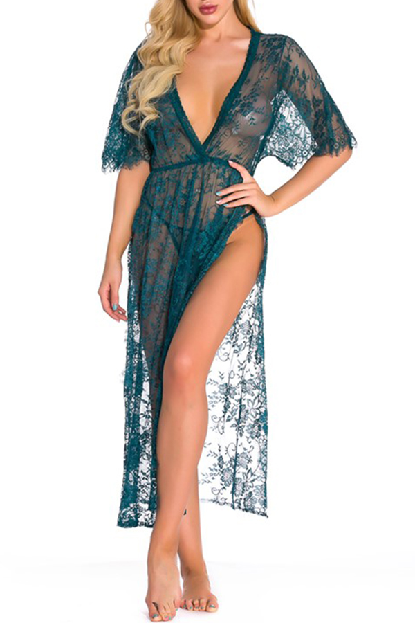 

Lovely Sexy See-through Blackish Green Gowns, Black green