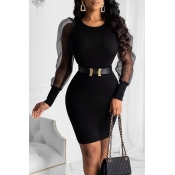 Lovely Sweet Patchwork Black Mini Dress(Without Be