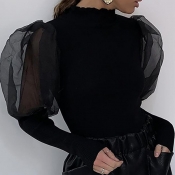 Lovely Trendy Patchwork Black Blouse