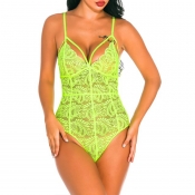 Lovely Sexy Hollow-out Light Green Teddies
