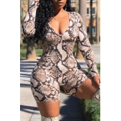 Lovely Sexy Snakeskin Printed One-piece Romper