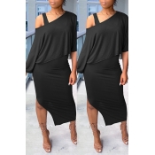 Lovely Trendy Hollow-out Black Two-piece Skirt Set