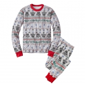 Lovely Family Printed Grey Father Two-piece Pants 