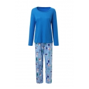Lovely Family Printed Blue Father Two-piece Pants 