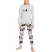 Lovely Family Printed Grey Kids Two-piece Pants Se