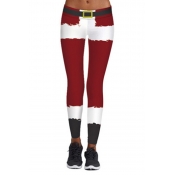 Lovely Christmas Day Printed Red Leggings