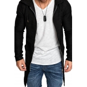 Lovely Casual Hooded Collar Zipper Design Black Ho