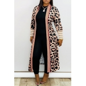 Lovely Casual Leopard Printed Long Coat