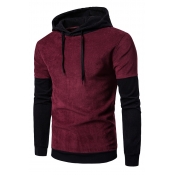 Lovely Casual Hooded Collar Patchwork Wine Red Hoo