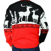 Lovely Casual Christmas Deer Red Sweater