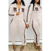 Lovely Casual Patchwork White Two-piece Pants Set