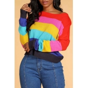 Lovely Trendy Rainbow Striped Sweater