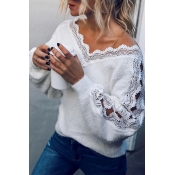 Lovely Sweet V Neck White Sweater