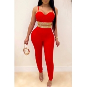 Lovely Party Spaghetti Straps Red Two-piece Pants 