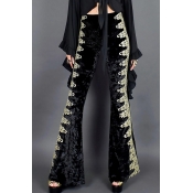 Lovely Casual Patchwork Drawstring Black Pants