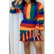 Lovely Sweet Patchwork Multicolor Mini Dress