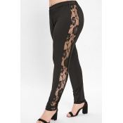 Lovely Chic Hollow-out Black Plus Size Pants