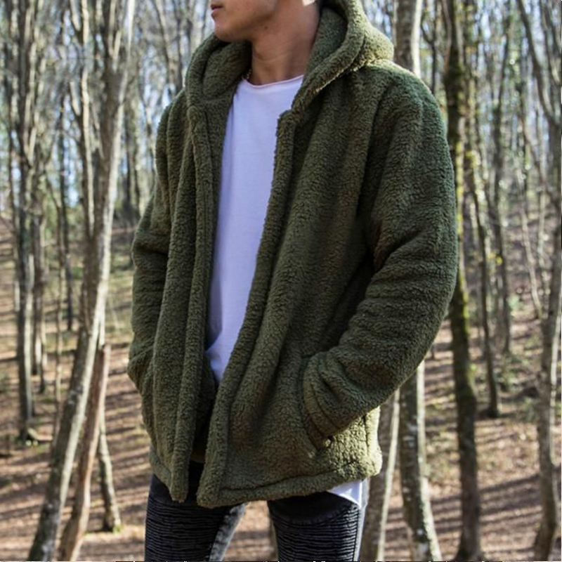 

Lovely Trendy Basic Green Teddy Jacket