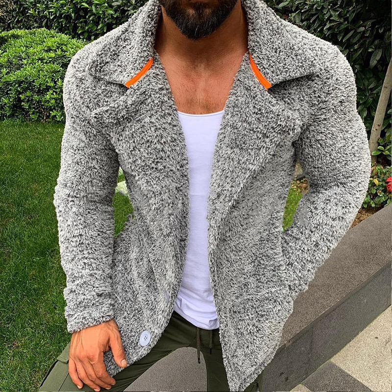 

Lovely Trendy Basic Grey Teddy Jacket