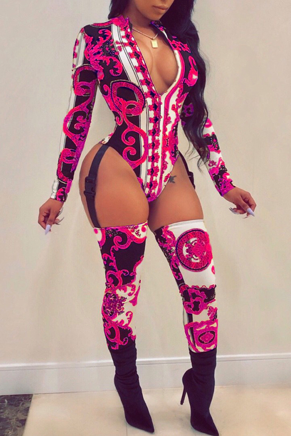 

Lovely Casual Hollow-out Rose Red One-piece Jumpsuit