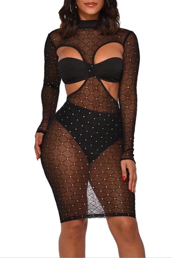 

Lovely Party See-through Black Knee Length Dress