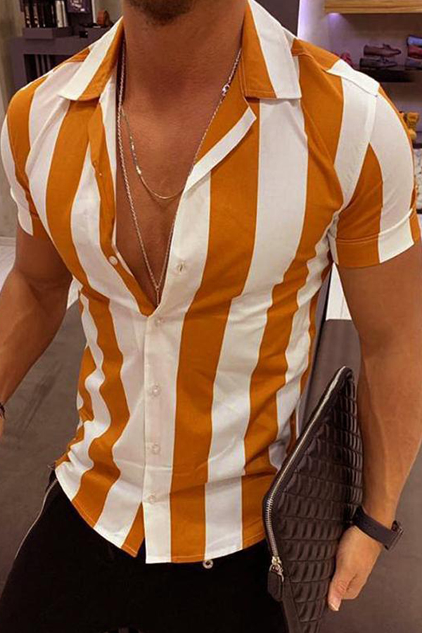 

Lovely Chic Striped Orange Shirt