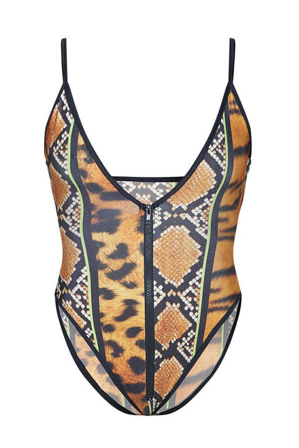 Lovely Leopard HighLeg Plus Size Onepiece Swimwear(One Piece Only)_Plus Size One Pieces_Plus