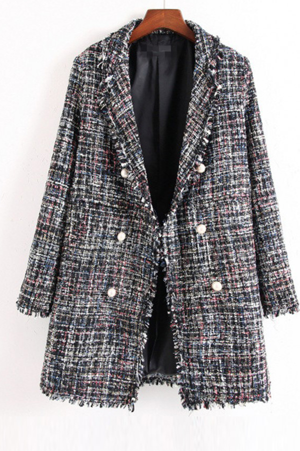 

Lovely Casual Buttons Multicolor Blazer, Multi