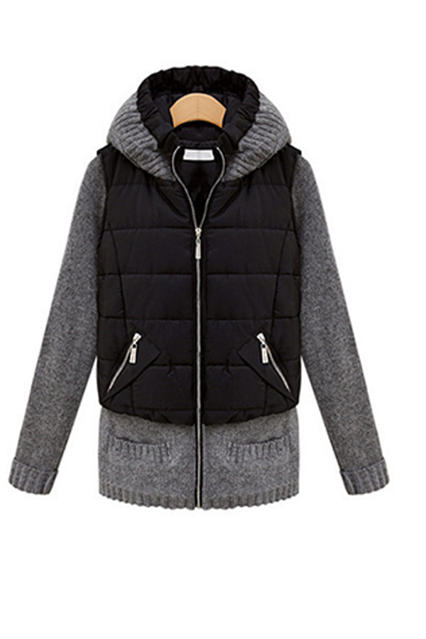

Lovely Casual Patchwork Black Coat