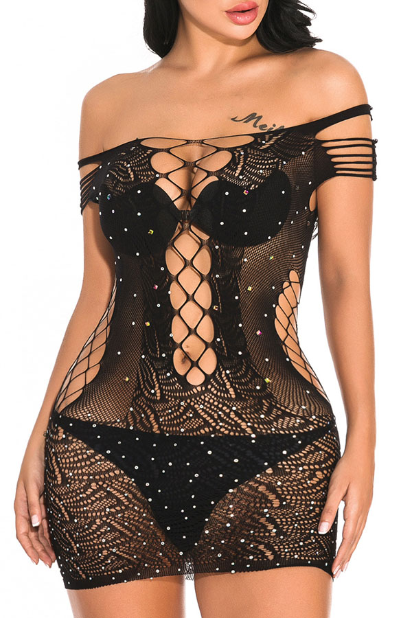 

Lovely Sexy Hollow-out Black Babydolls