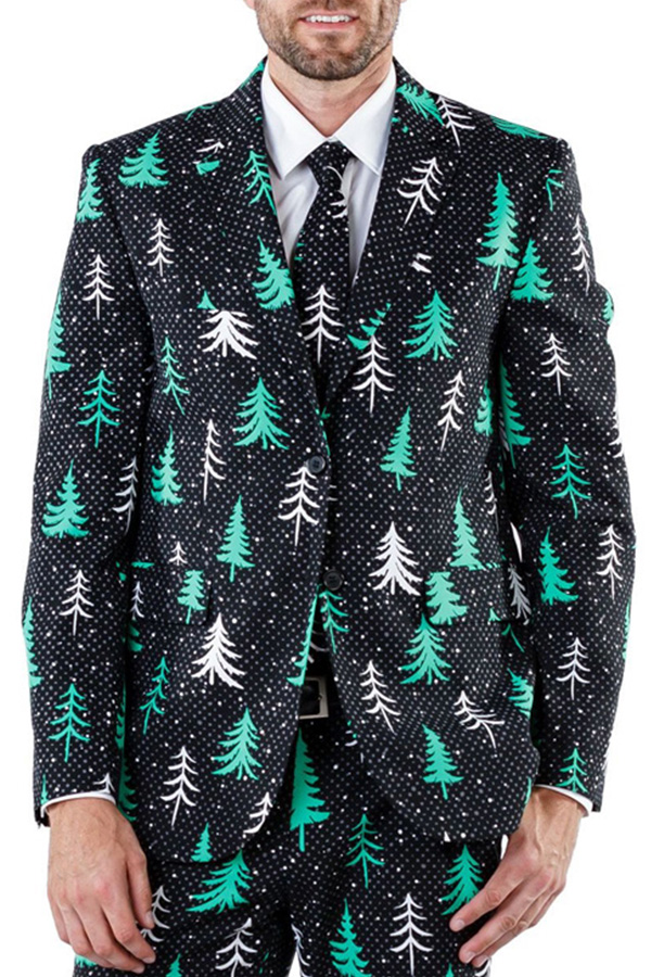 

Lovely Casual Turndown Collar Print Green Formal Wear