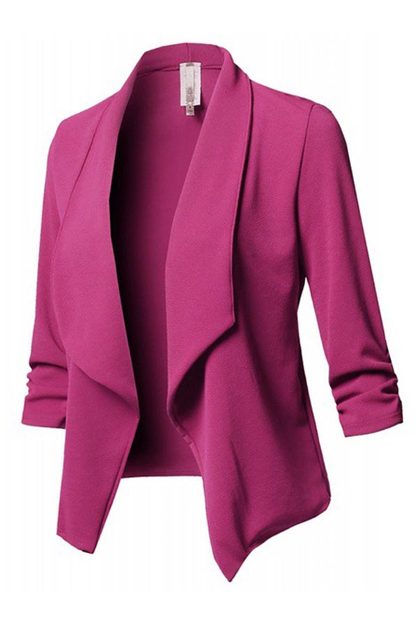 

Lovely Work Turn-back Collar Rose Red Blazer