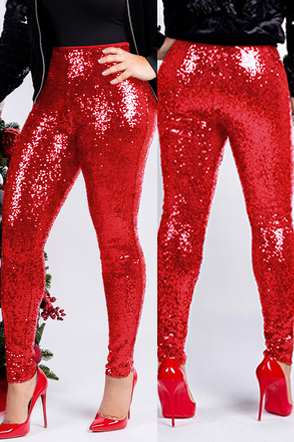 Lovely Casual Sequin Red Pants_Pants_Bottoms_LovelyWholesale ...