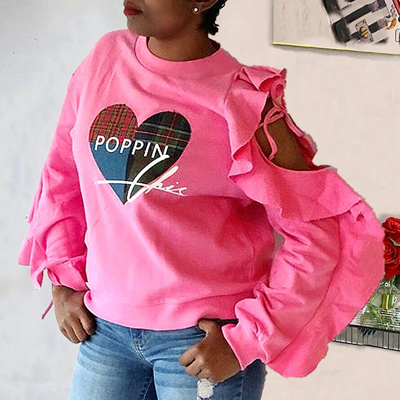 

Lovely Leisure Heart Pink Hoodie