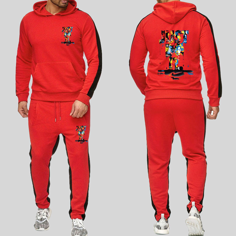 

Lovely Casual Hooded Collar Print Red Two-piece Pants Set