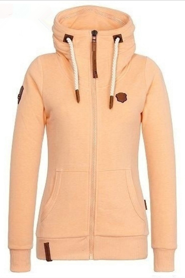 

Lovely Casual Zipper Design Basic Yellow Coat
