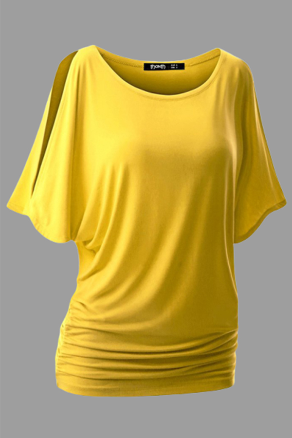 

Lovely Casual Basic Yellow Plus Size T-shirt