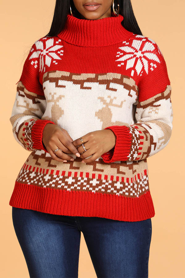 Lovely Christmas Day Patchwork Red Sweater