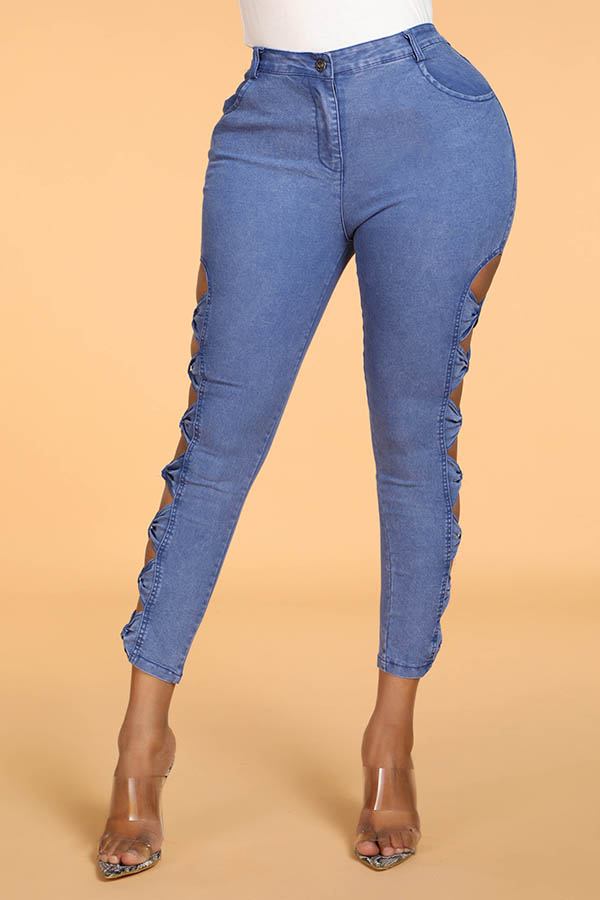 

Lovely Casual Hollow-out Blue Jeans