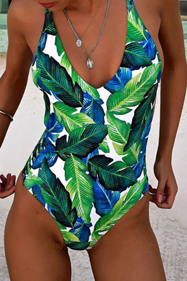 

Lovely Print Green One-piece Swimsuit