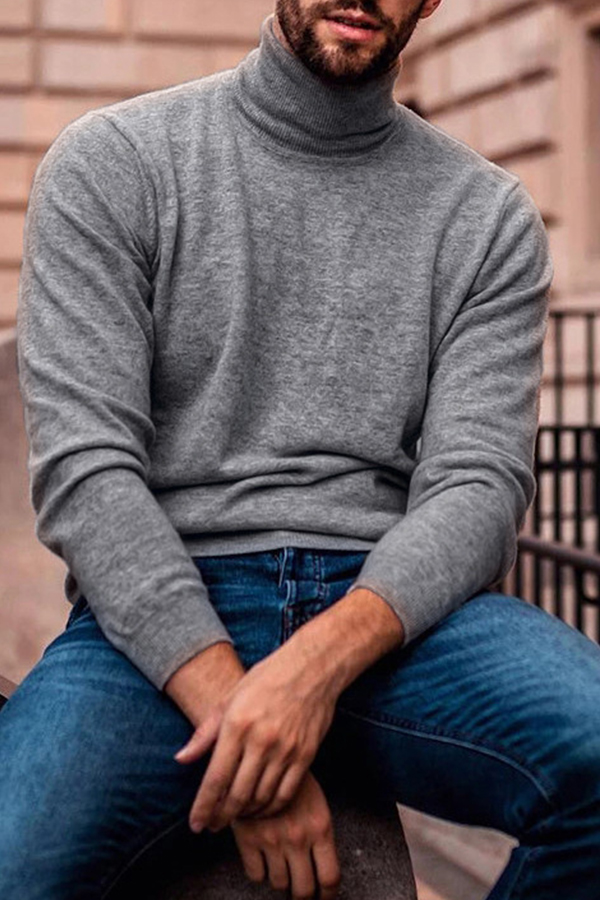 

Lovely Casual Basic Grey Sweater
