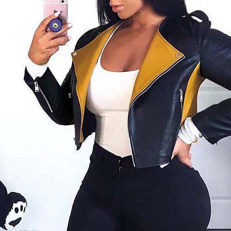 

Lovely Casual Patchwork Black Jacket