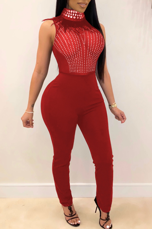 

Lovely Sexy See-through Red One-piece Jumpsuit