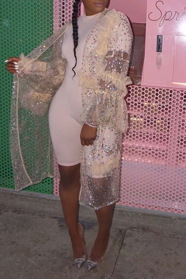 

Lovely Casual See-through Light Pink Coat